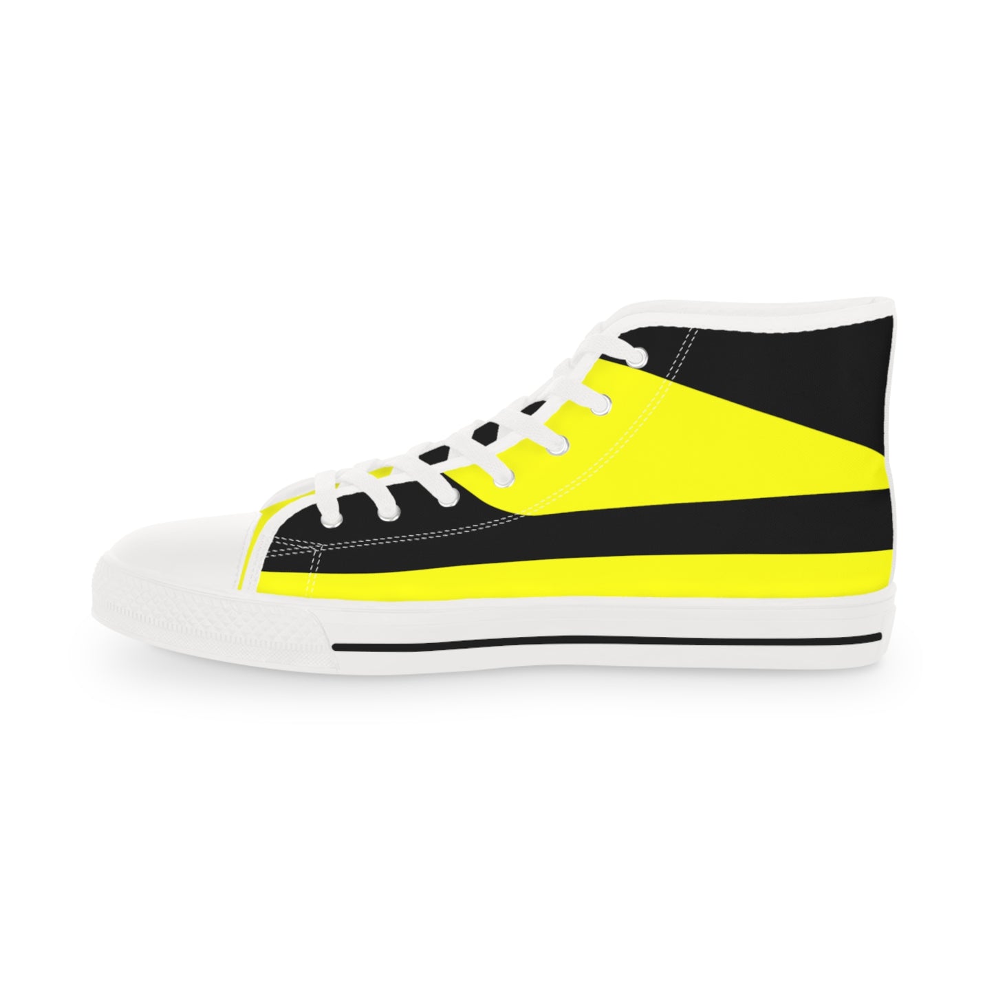 Yellow On Black Men's High Top Sneakers