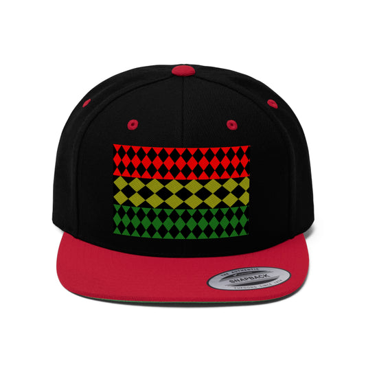 Pan African Flag (Optical) (EMBROIDERED)  Unisex Flat Bill Hat