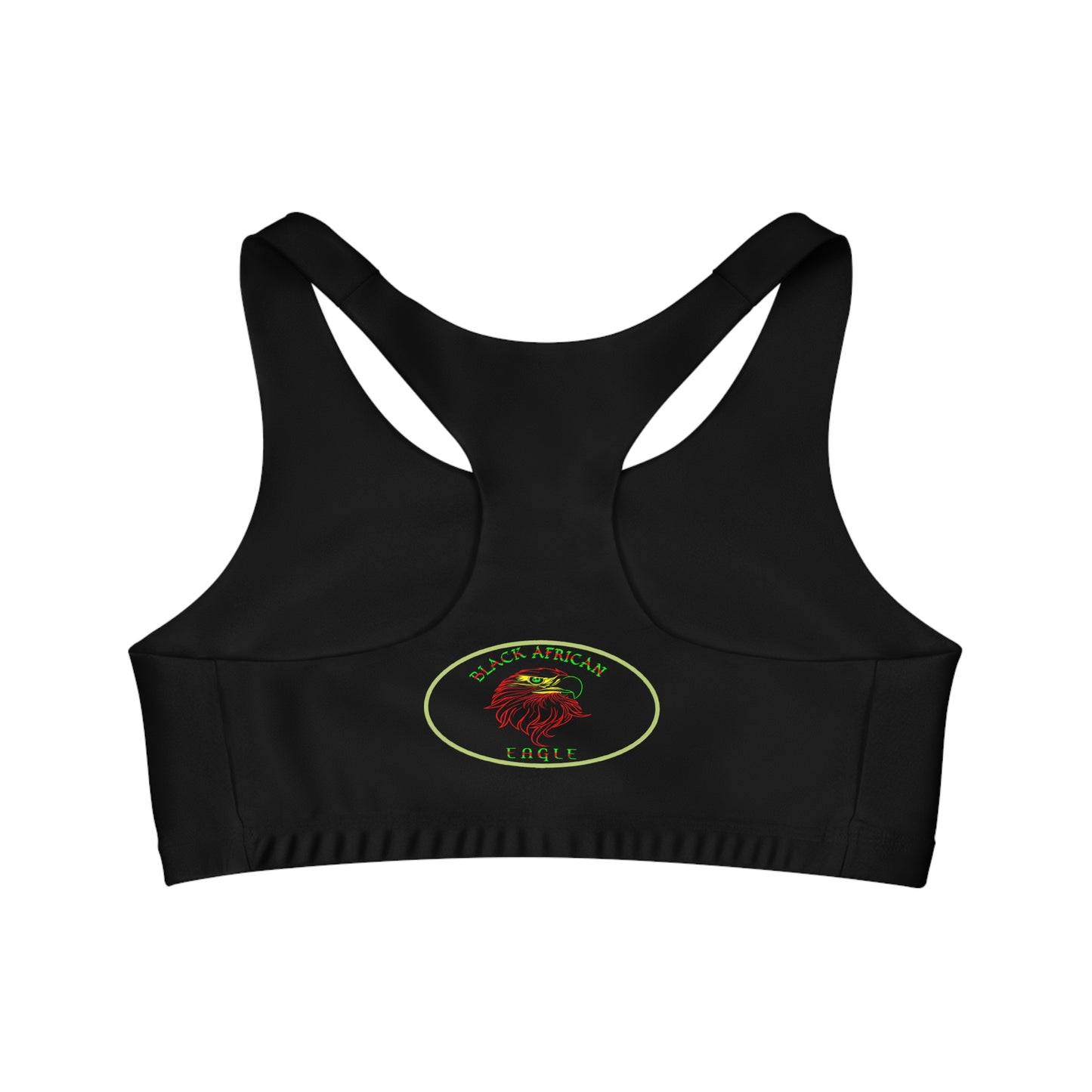 Black African Eagle Seamless Sports Bra (AOP)