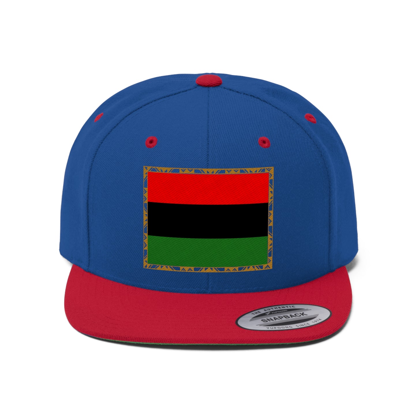 African Diaspora Flag in Gold (EMBROIDERED)  Unisex Flat Bill Hat