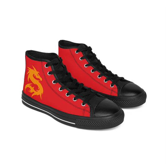 Golden Dragon On Red Women's Classic Sneakers