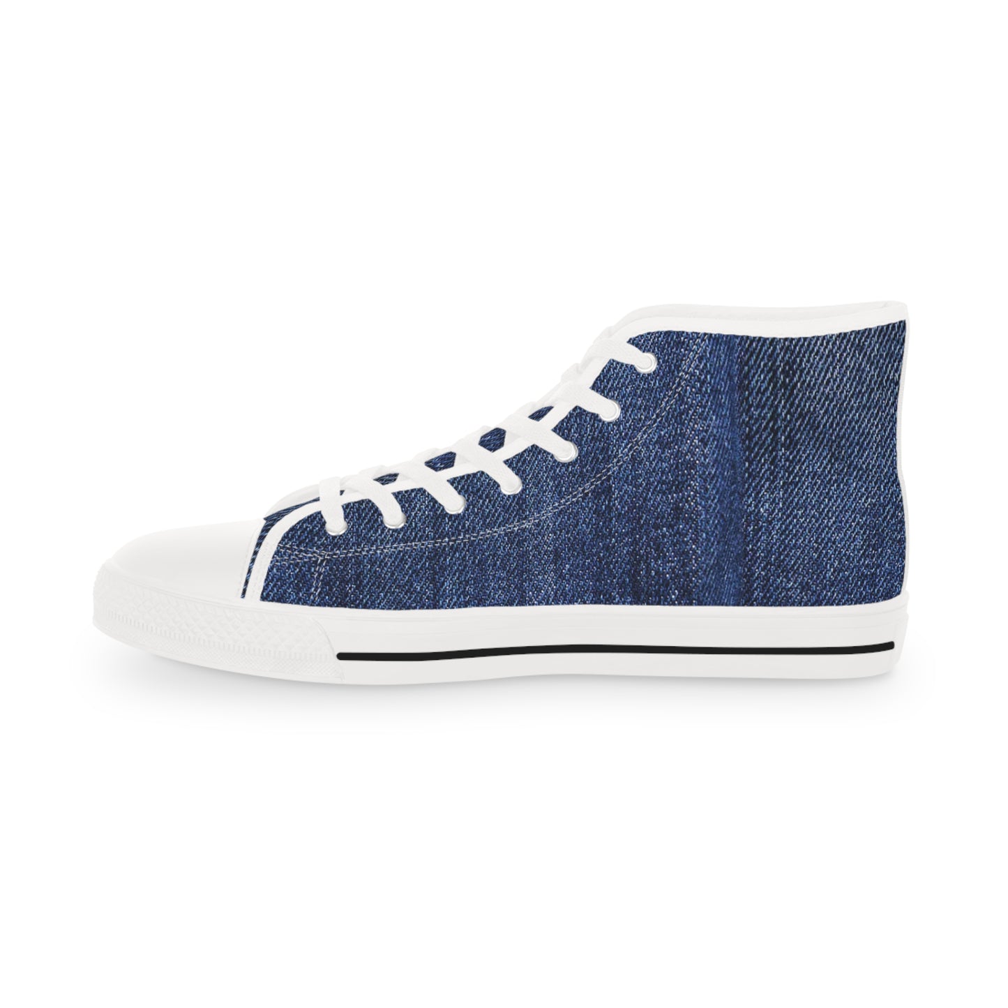 Blue Denim Style Men's High Top Sneakers