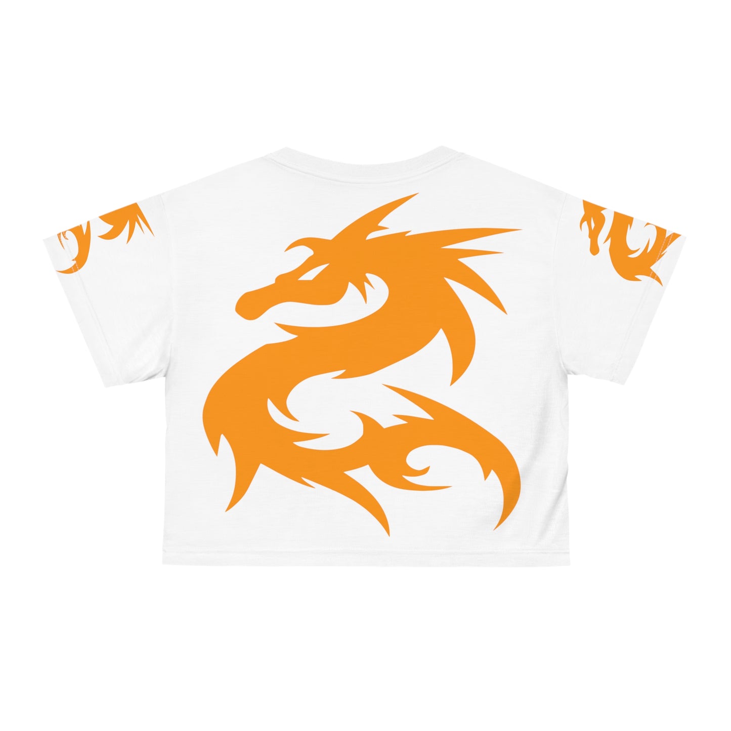 Golden Dragon On White Crop Tee