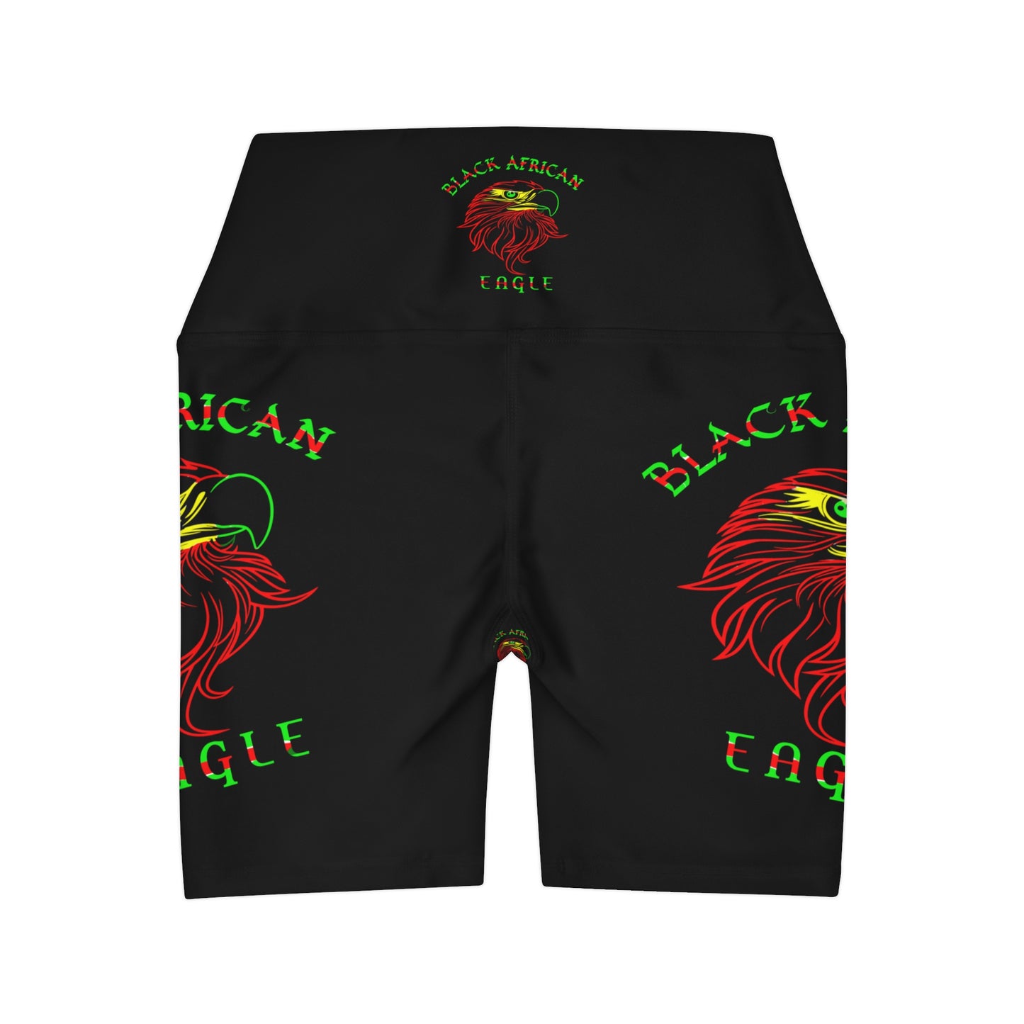 Black African Eagle High Waisted Yoga Shorts (AOP)