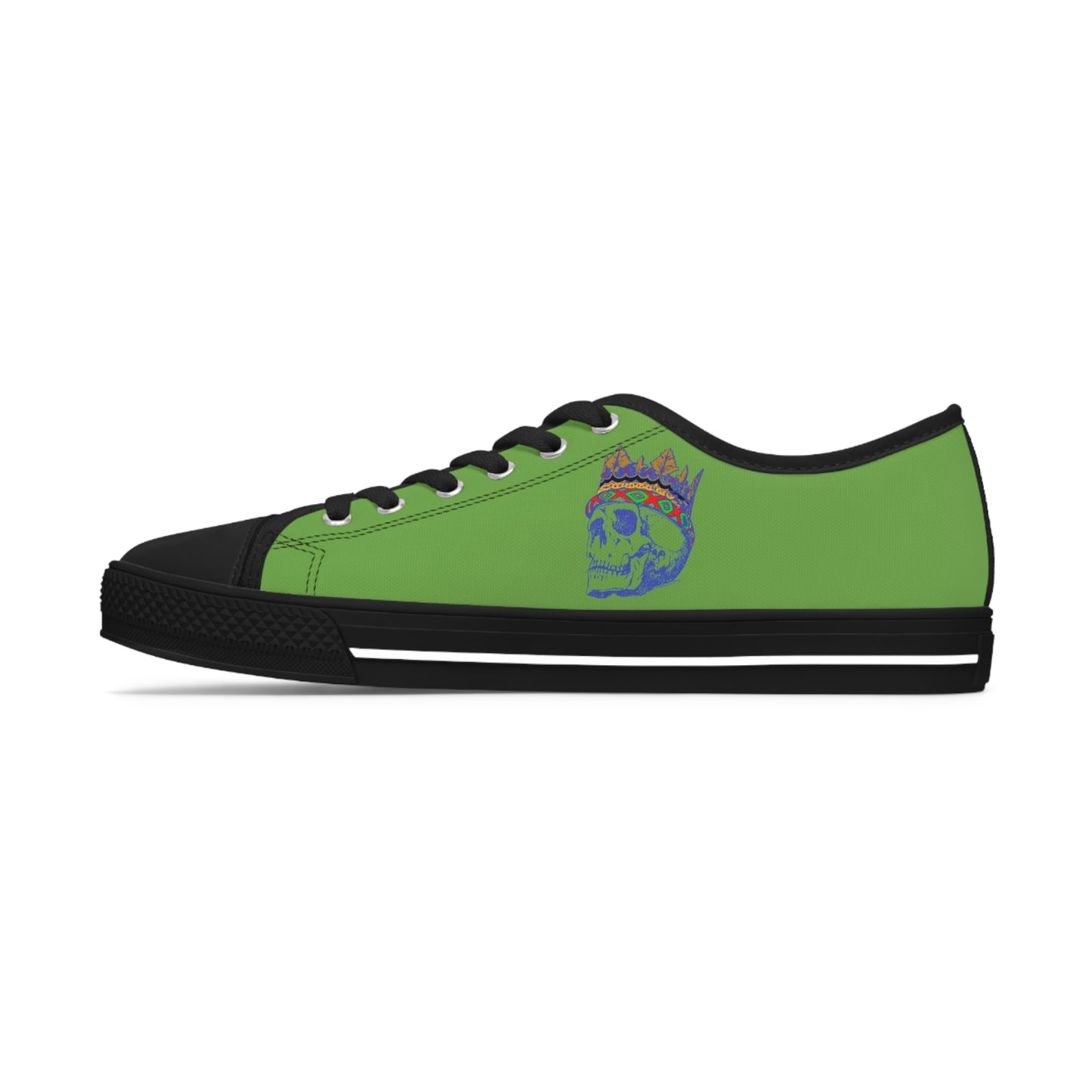 Queen Skull on Green    Women's Low Top Sneakers