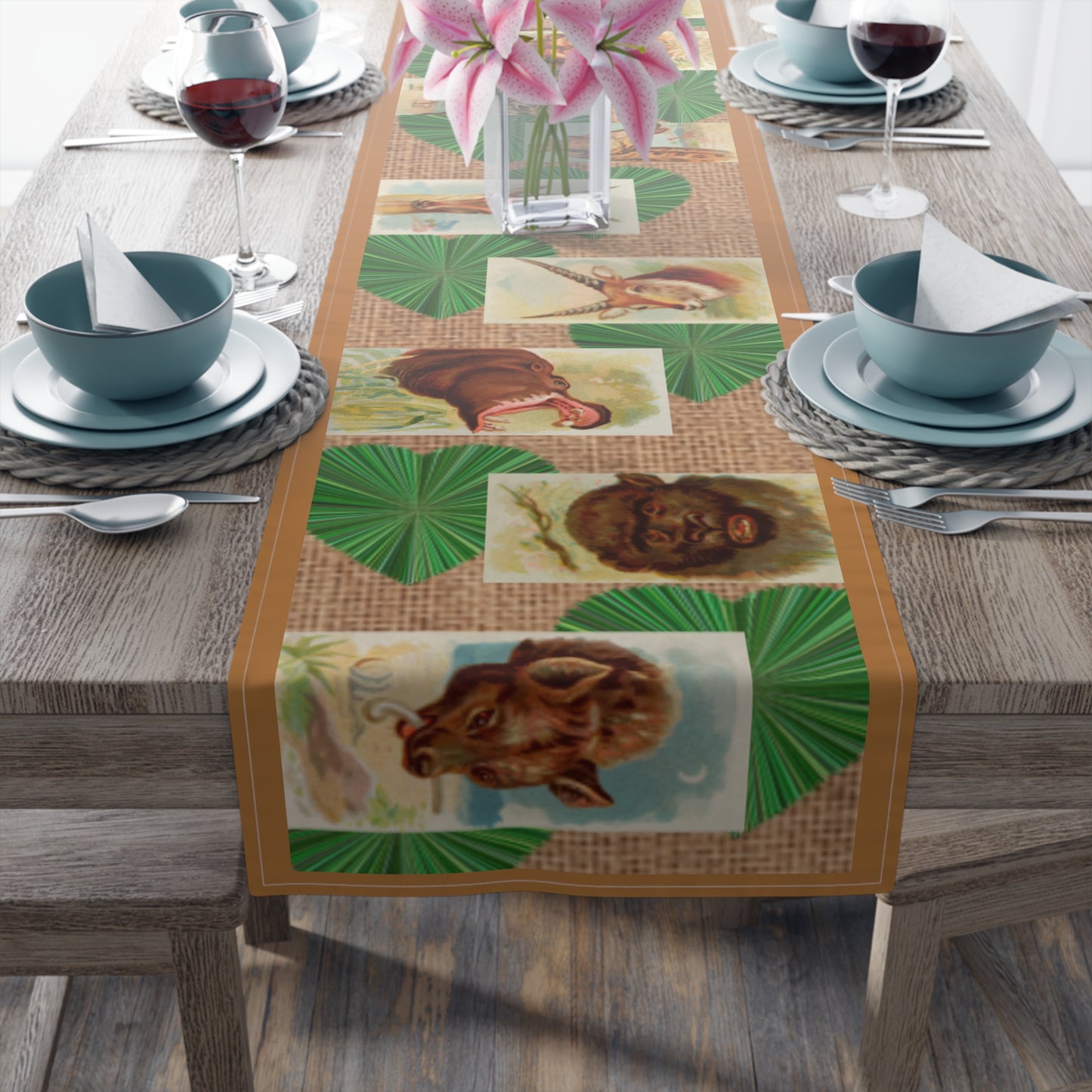 Heart Grass Animals Table Runner (Cotton, Poly)