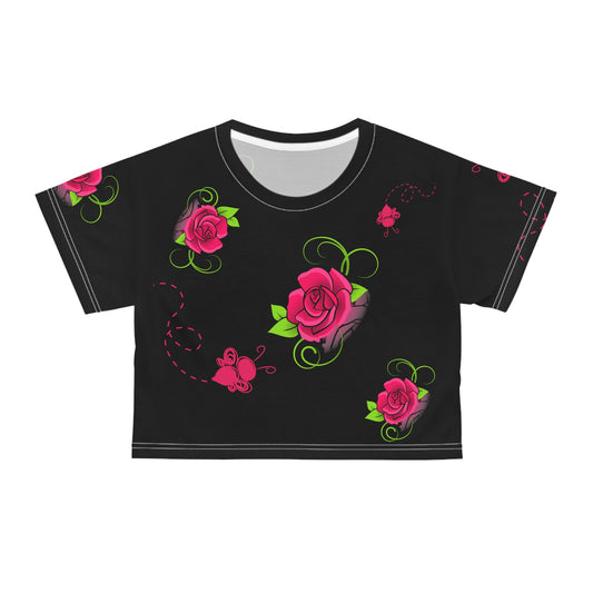 Bee & Flower Crop Tee (Black)