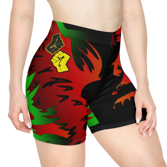 Afro Fire Bird   Women's Biker Shorts (AOP)