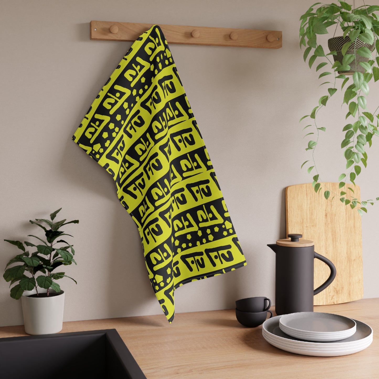 Black & Gold Q Kitchen Towel