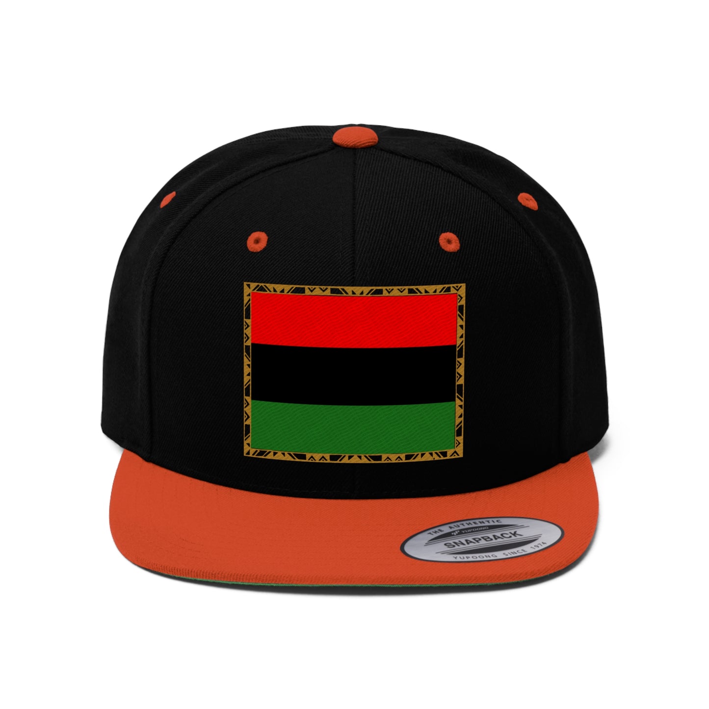 African Diaspora Flag in Gold (EMBROIDERED)  Unisex Flat Bill Hat