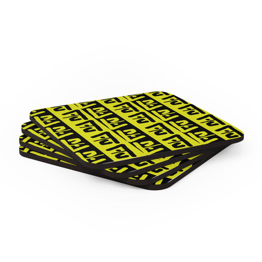 Black & Gold Q  Corkwood Coaster Set