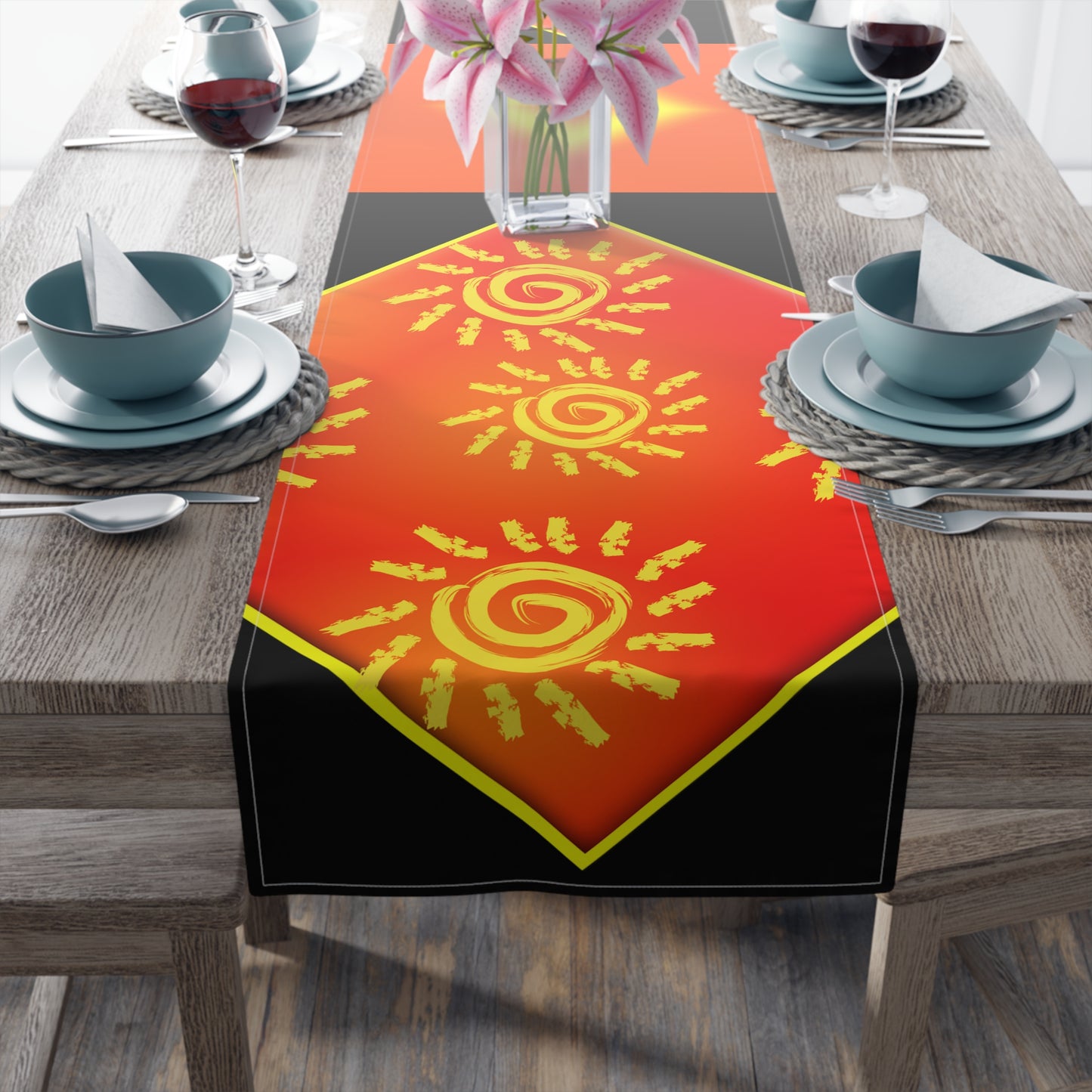 Sun Shine [Black] Table Runner (Cotton, Poly)