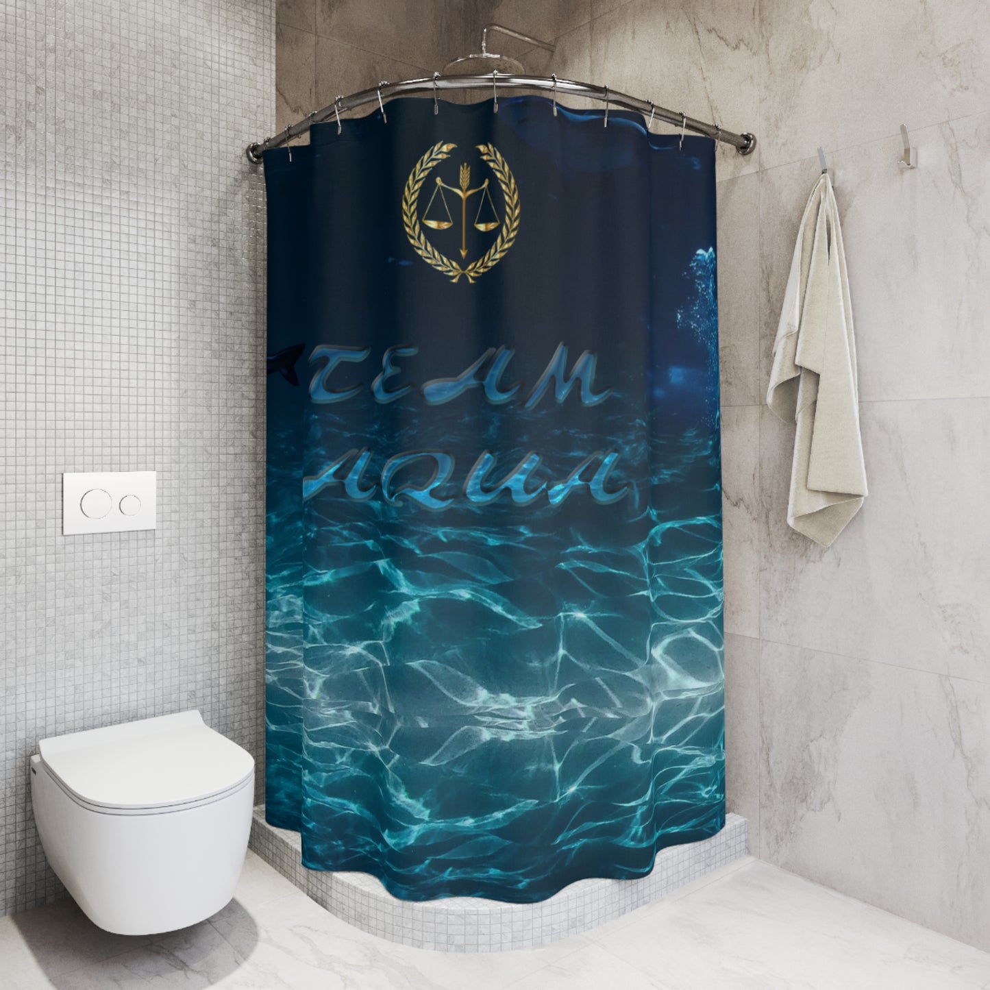 Team Aqua Polyester Shower Curtain