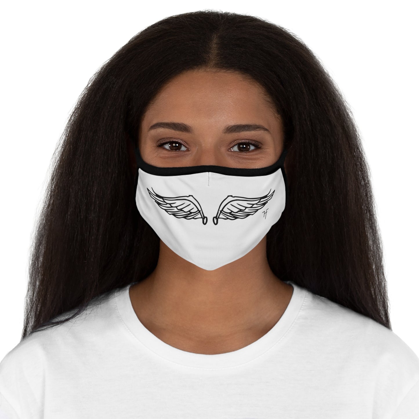 Wings On White Fitted Polyester Face Mask