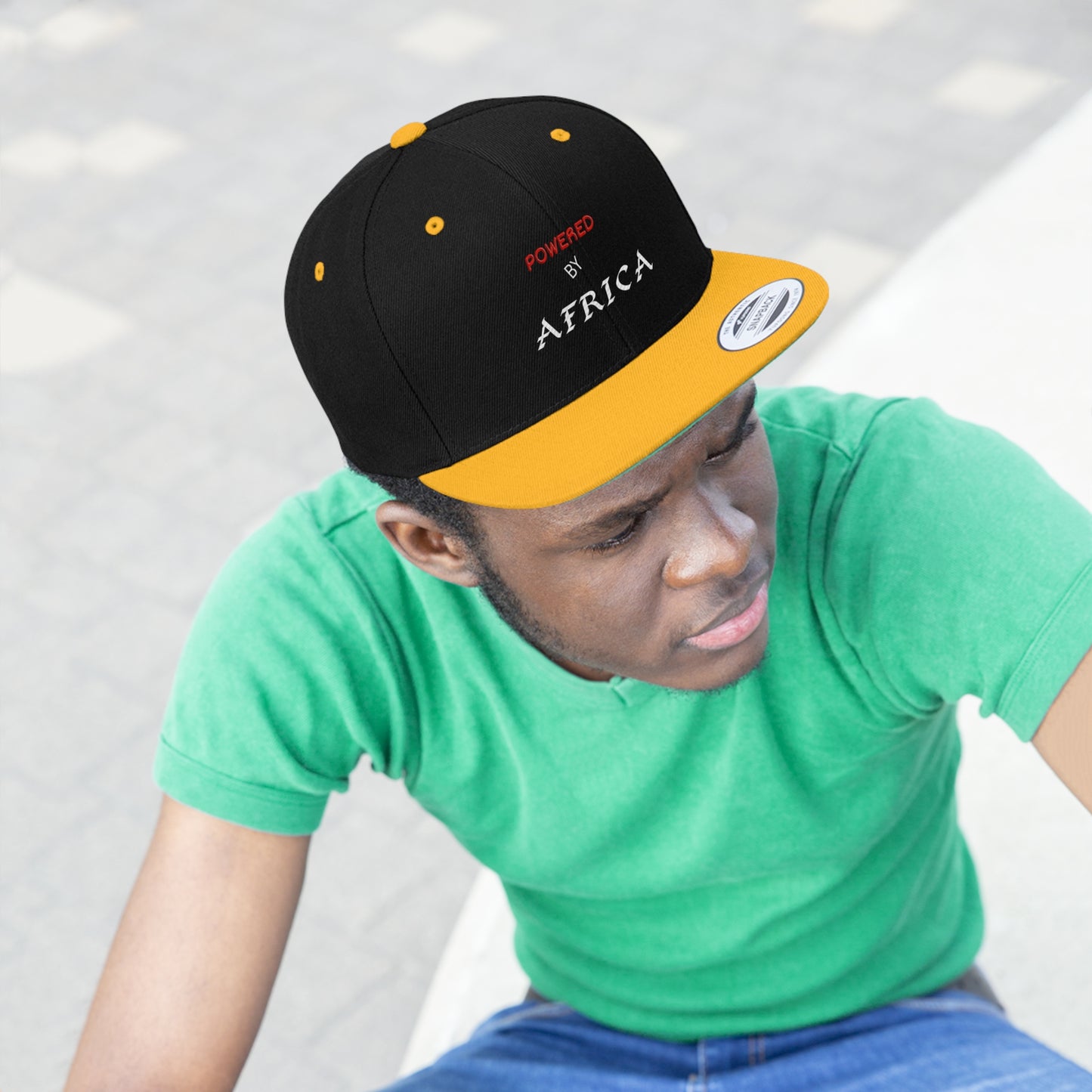 Powered By Africa (EMBROIDERED)  Unisex Flat Bill Hat