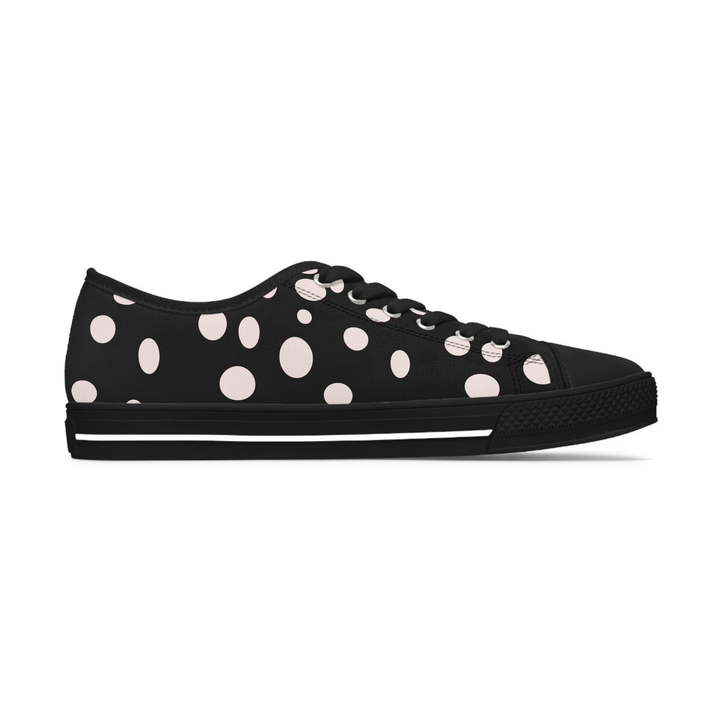 White Dots on Black    Women's Low Top Sneakers