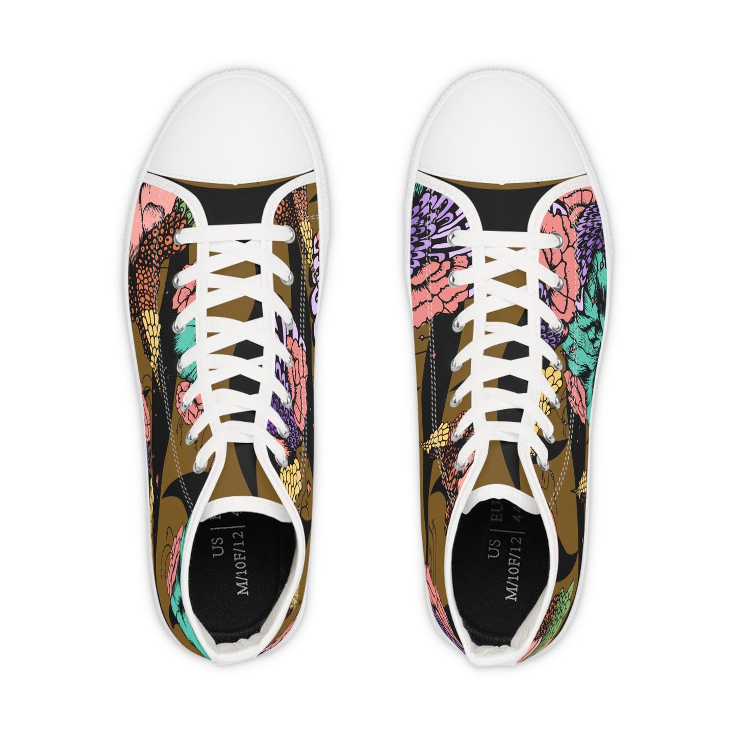 Black Snail Floral Men's High Top Sneakers