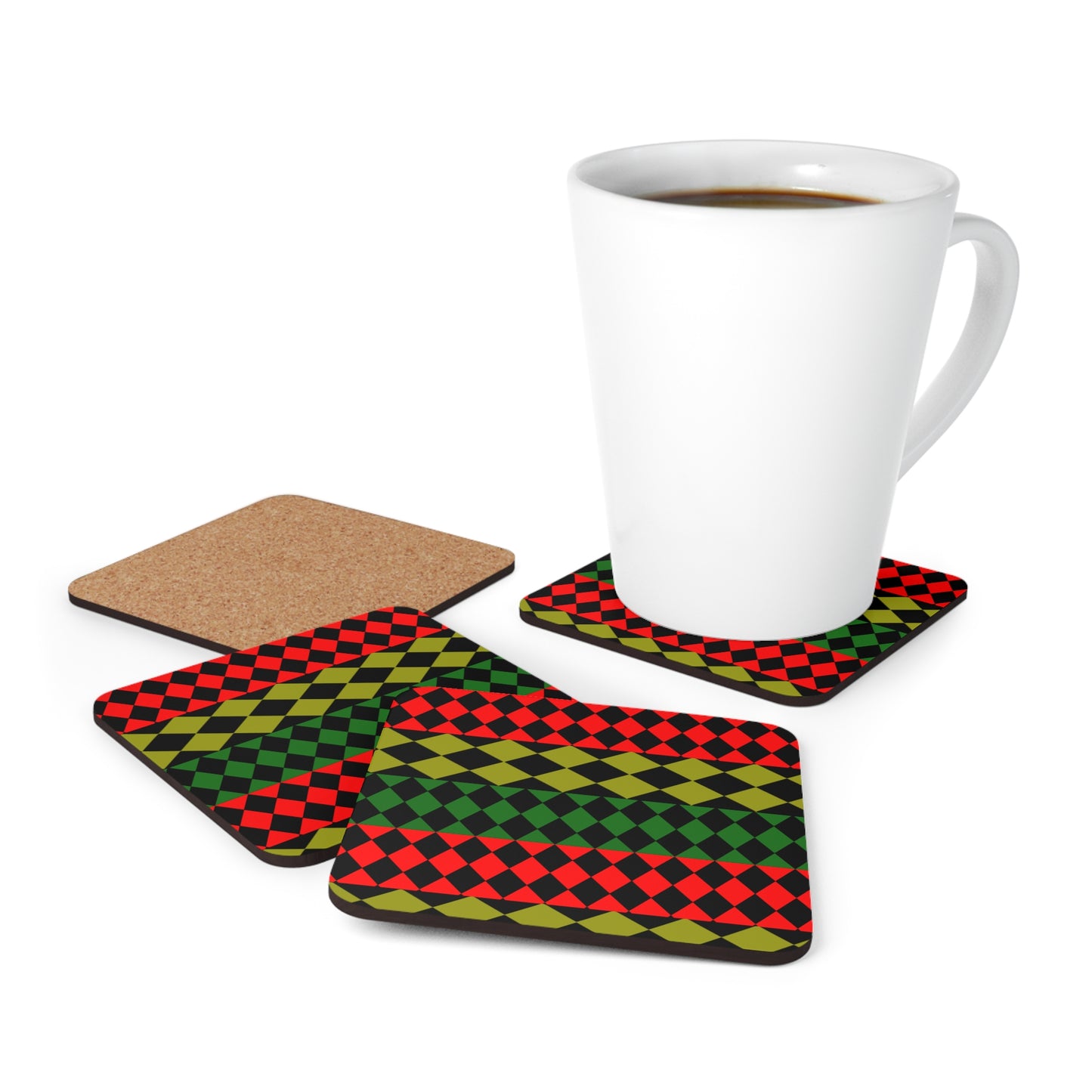 Pan African Flag  Corkwood Coaster Set