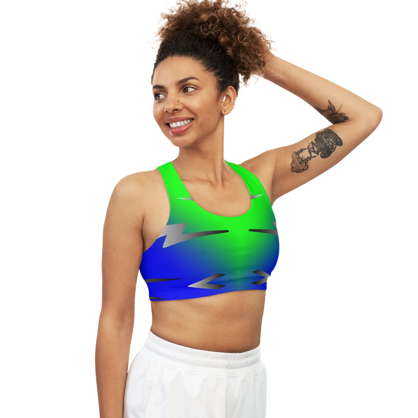 Silver Green  Seamless Sports Bra (AOP)