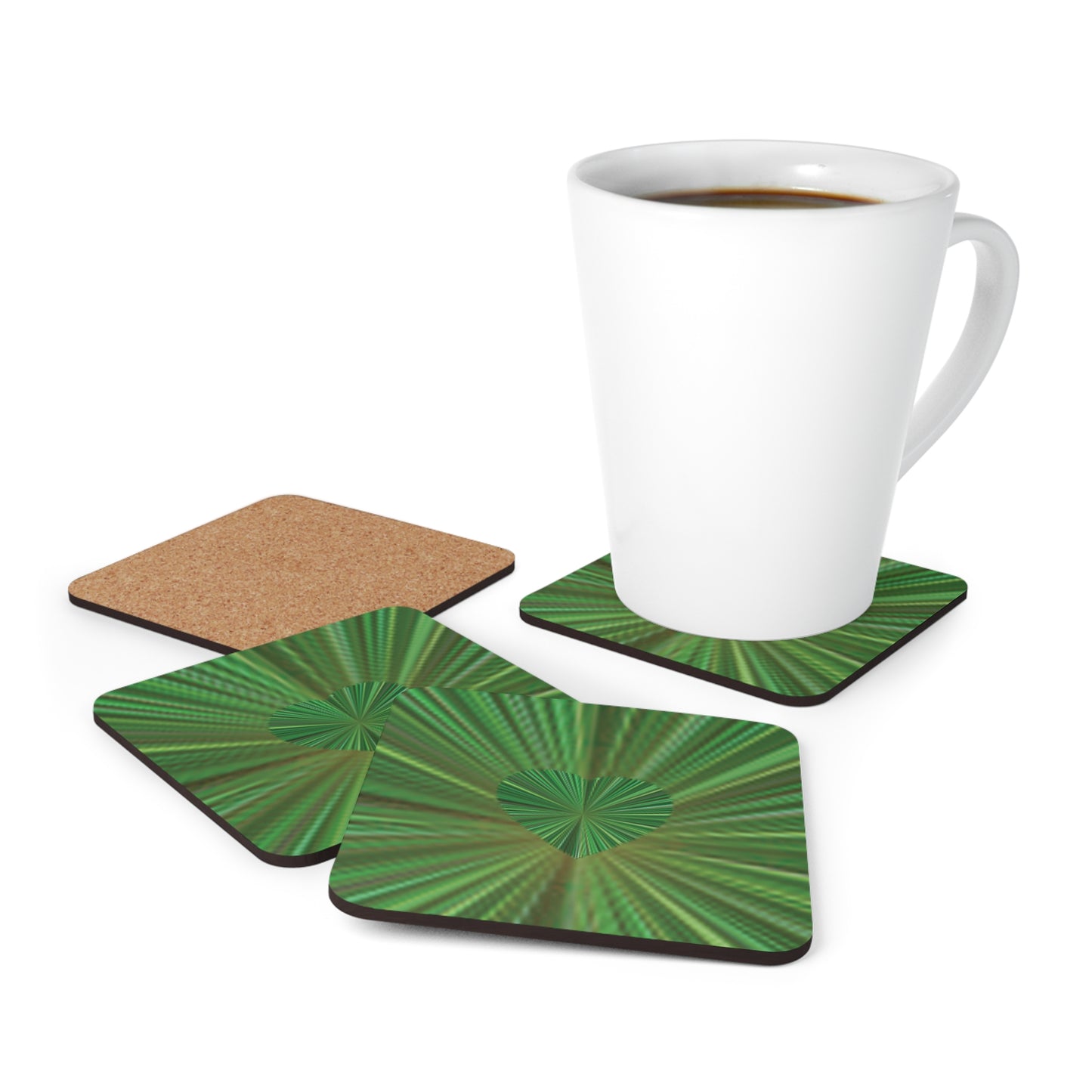 Heart Grass Animals Corkwood Coaster Set