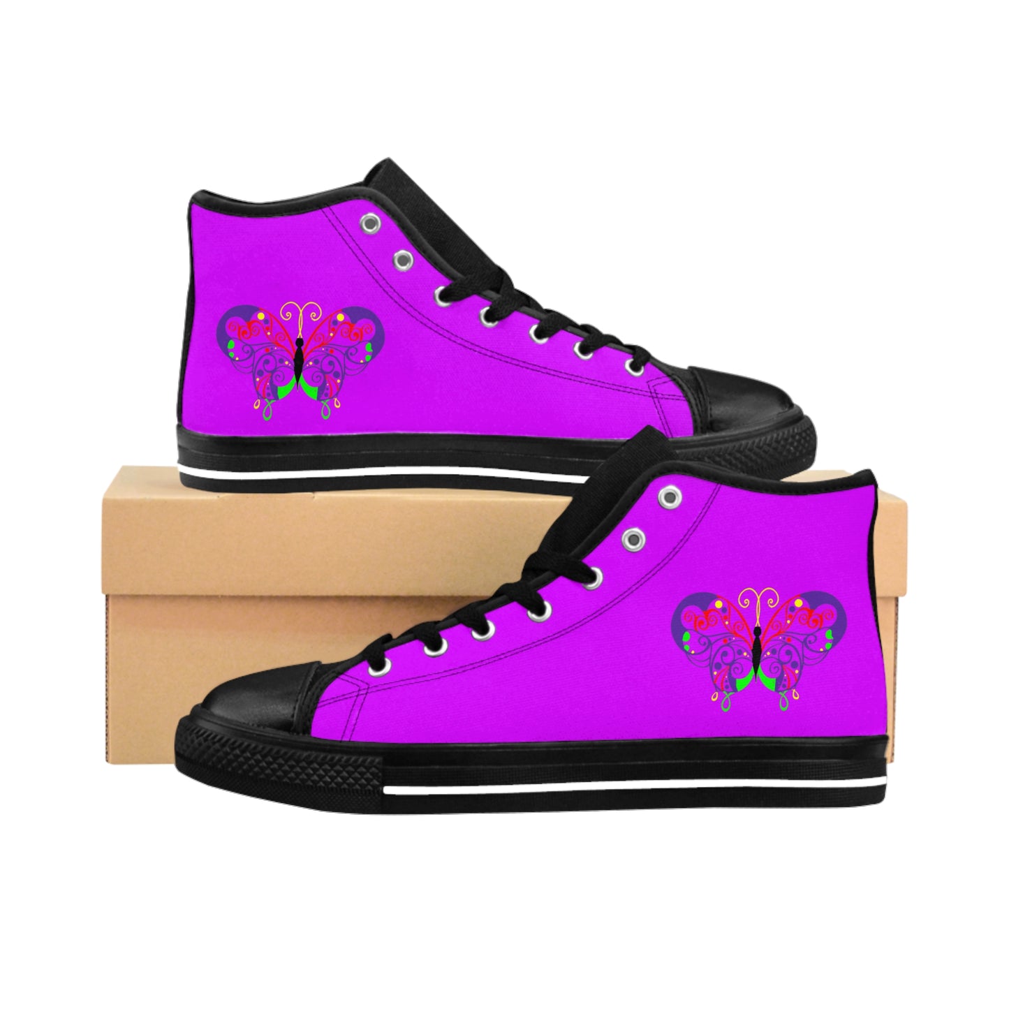 Purple Butterfly Women's Classic Sneakers