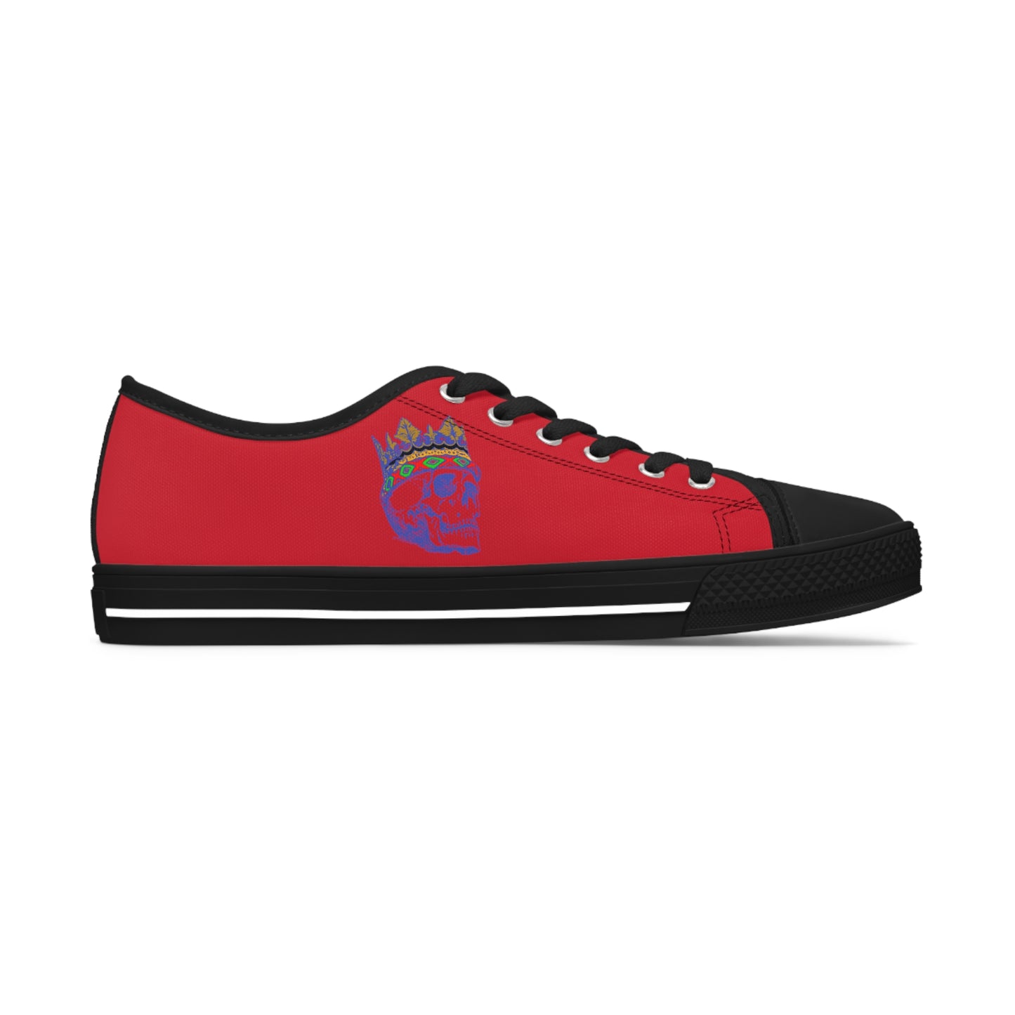 Queen Skull on Red    Women's Low Top Sneakers