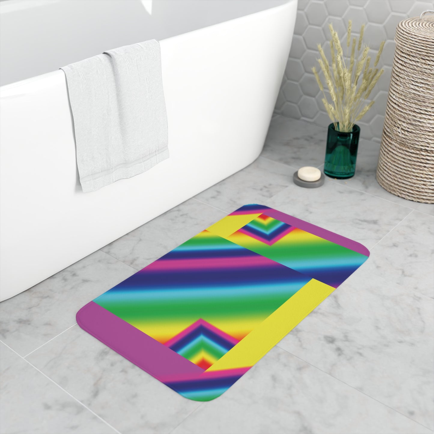 Rainbow   Point Memory Foam Bath Mat