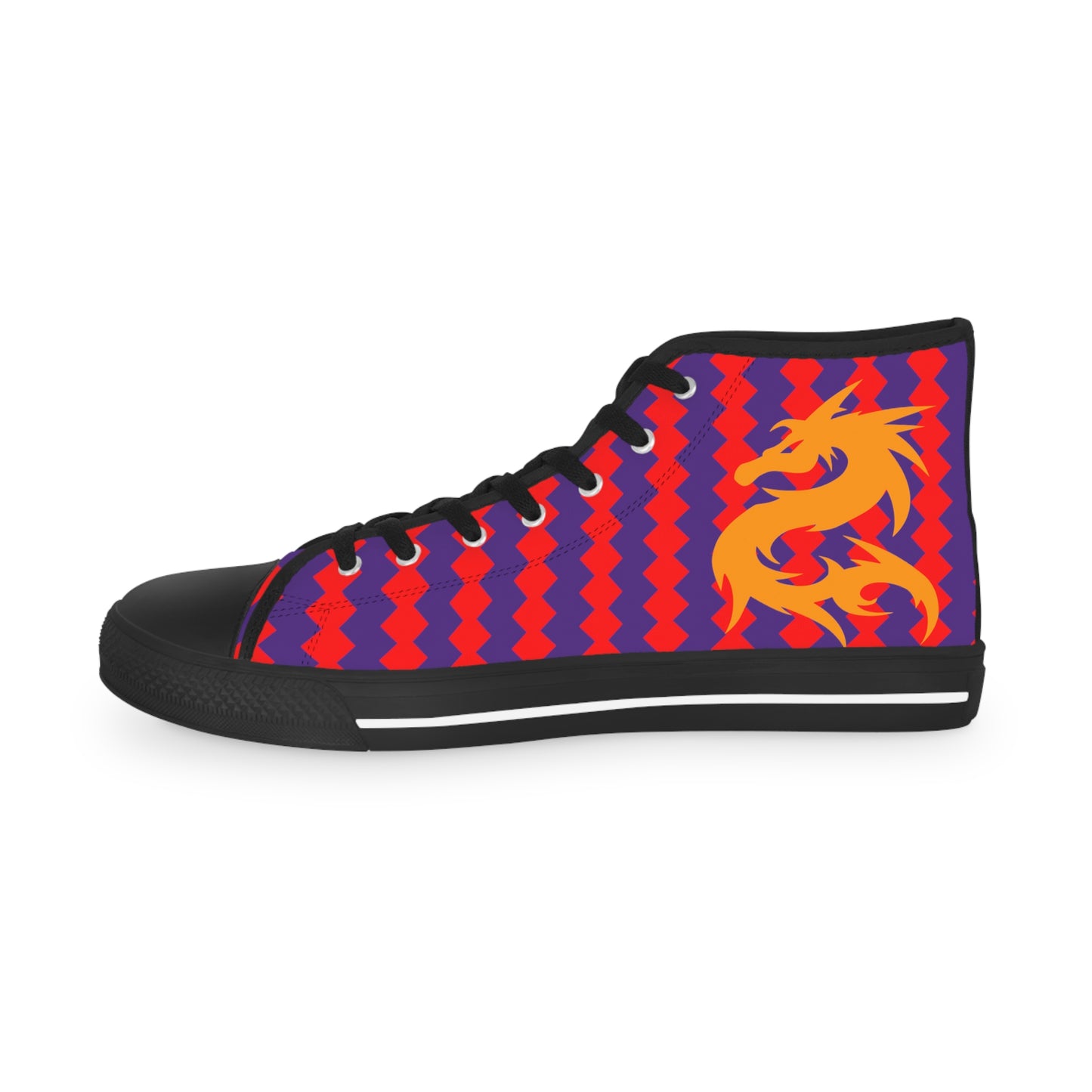 Golden Dragon on Purple and Red Men's High Top Sneakers