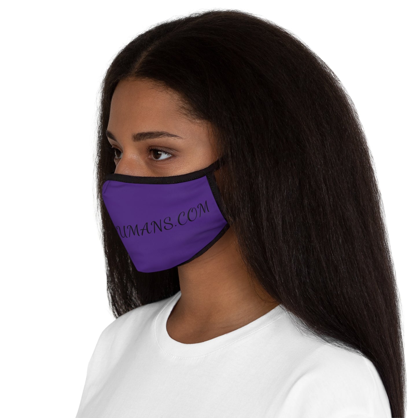 The First Humans on Purple Fitted Polyester Face Mask