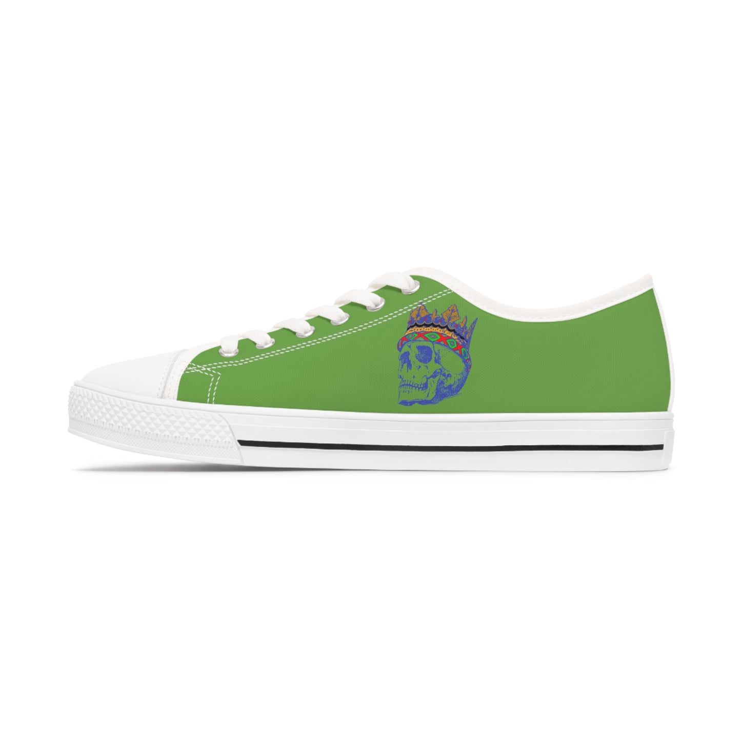 Queen Skull on Green    Women's Low Top Sneakers