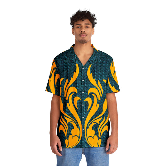 Flaming Gold  Men's Hawaiian Shirt