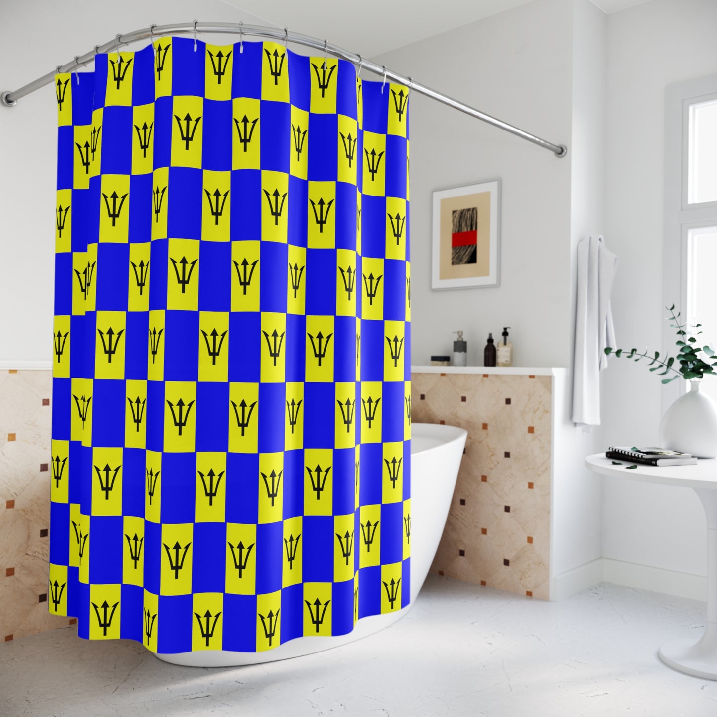 Barbados Flag Polyester Shower Curtain