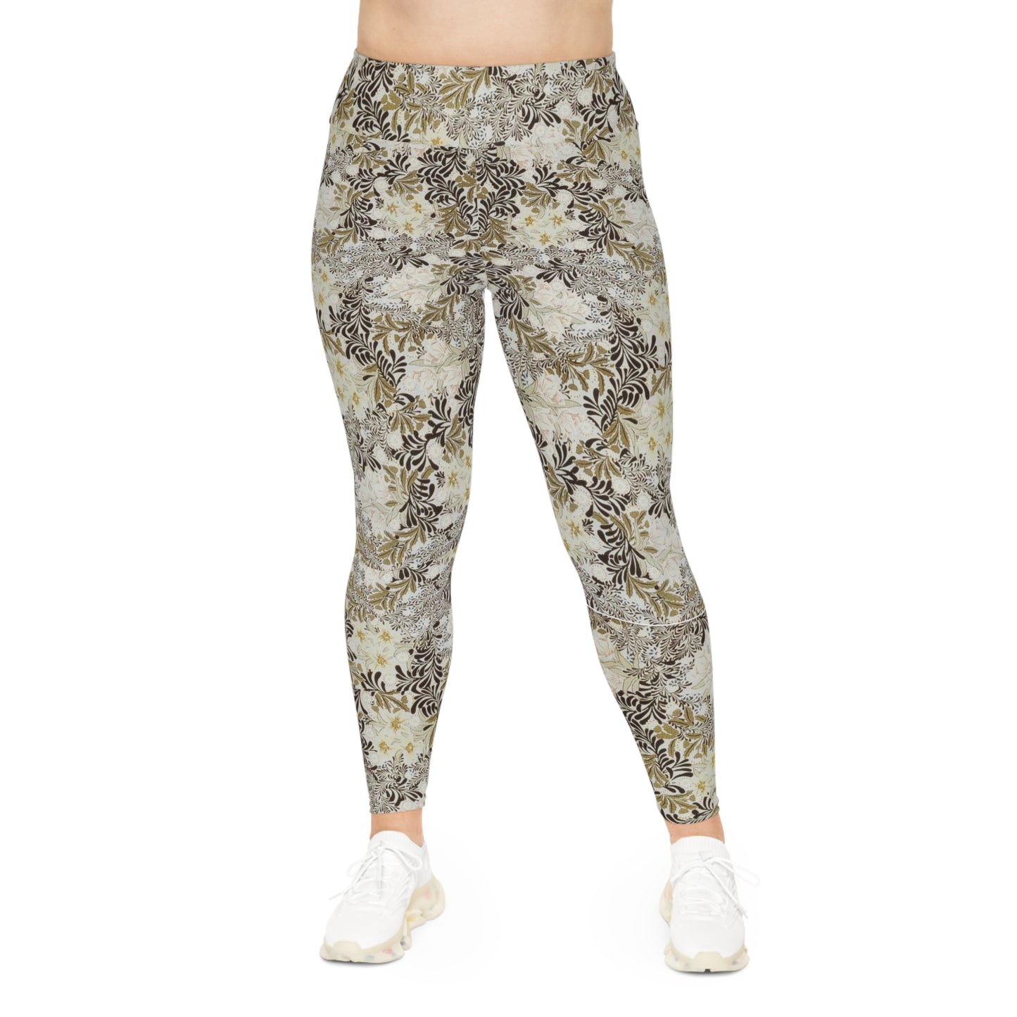 Black Tan Leaves Plus Size Leggings