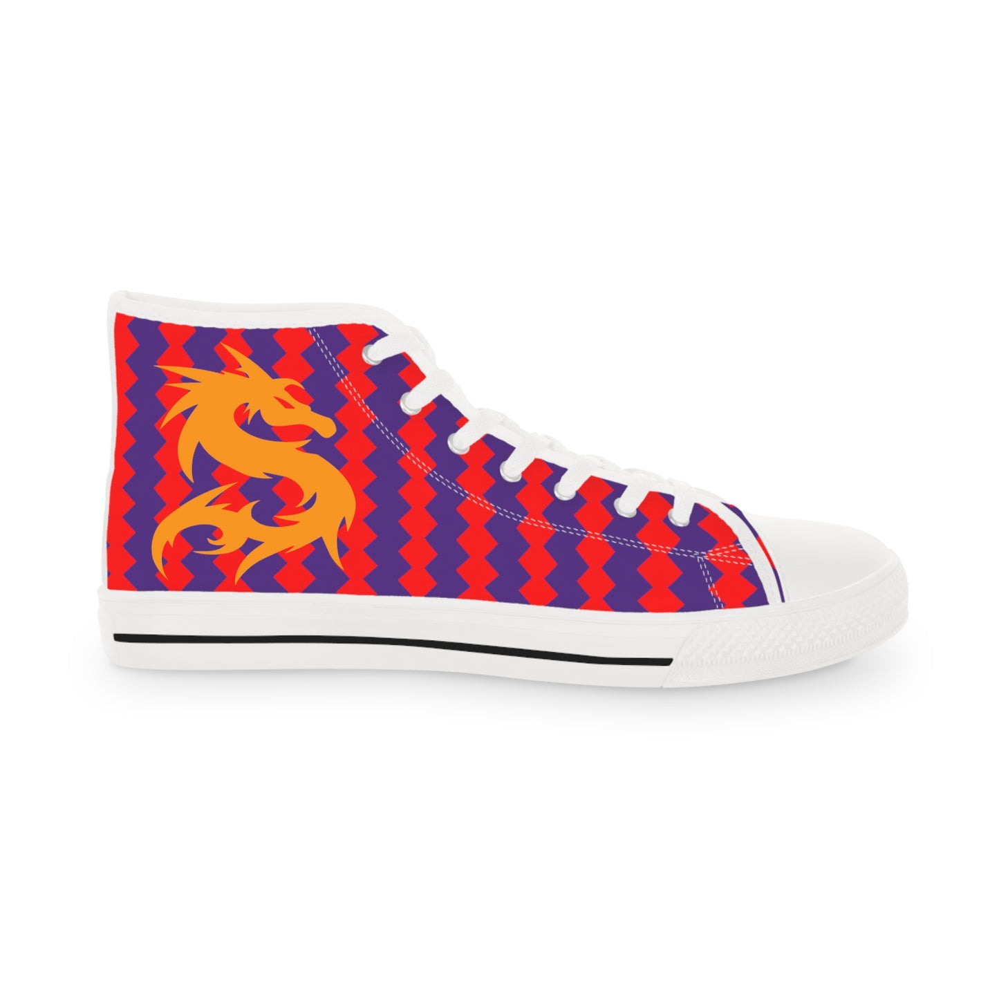 Golden Dragon on Purple and Red Men's High Top Sneakers