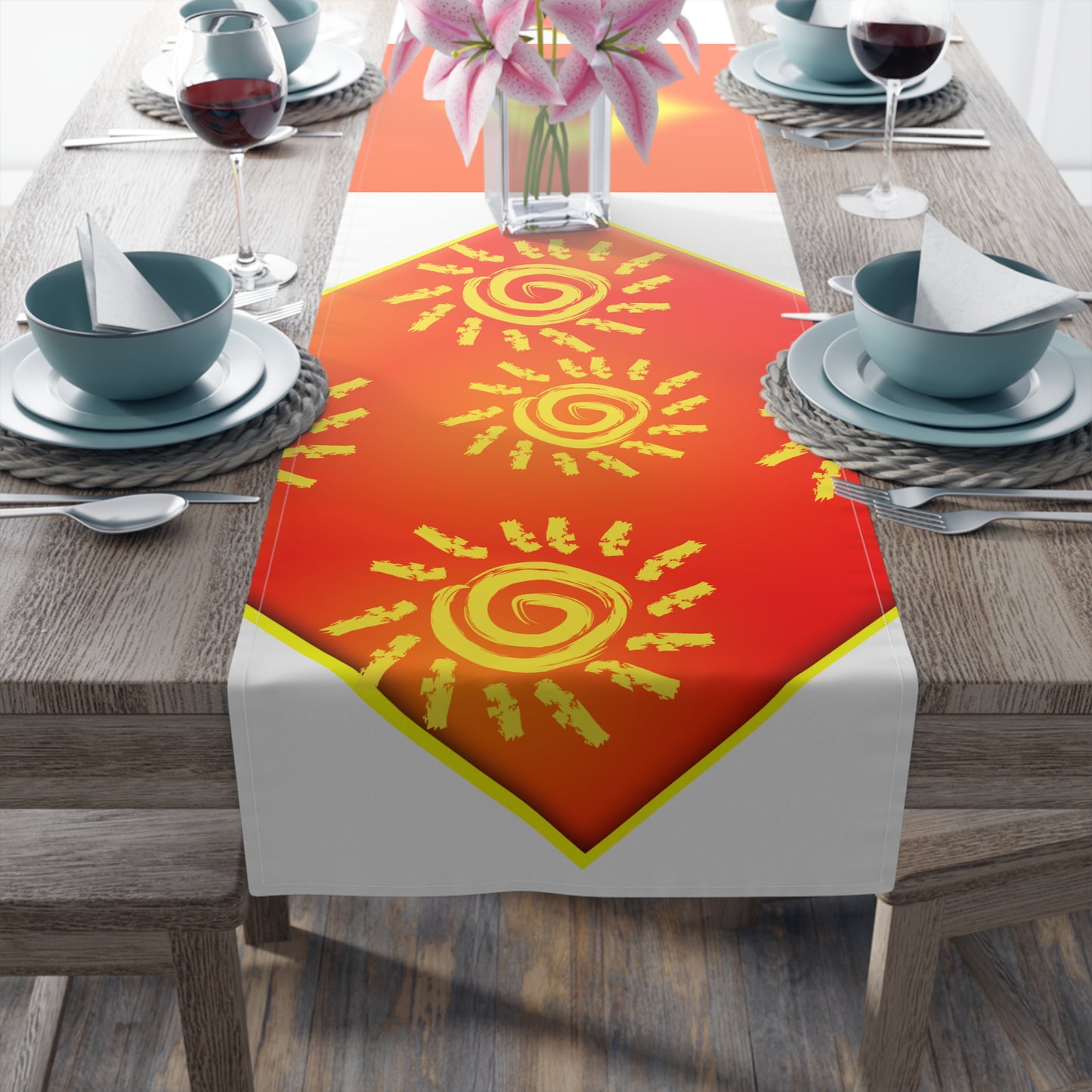 Sun Shine [White] Table Runner (Cotton, Poly)