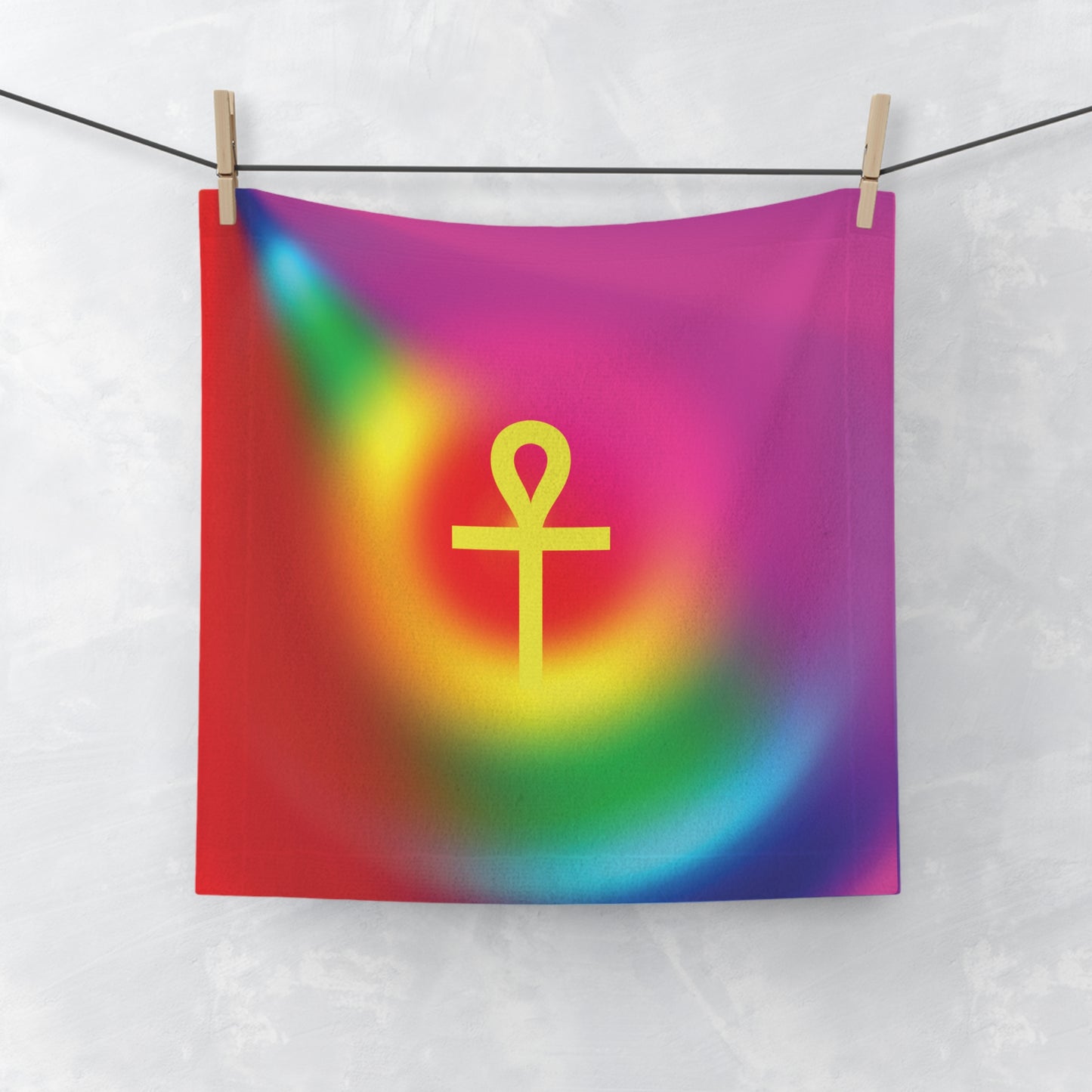 Gold Ankh in Rainbow  Face Towel