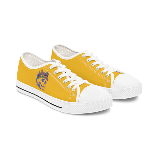 Queen Skull on Mustard    Women's Low Top Sneakers