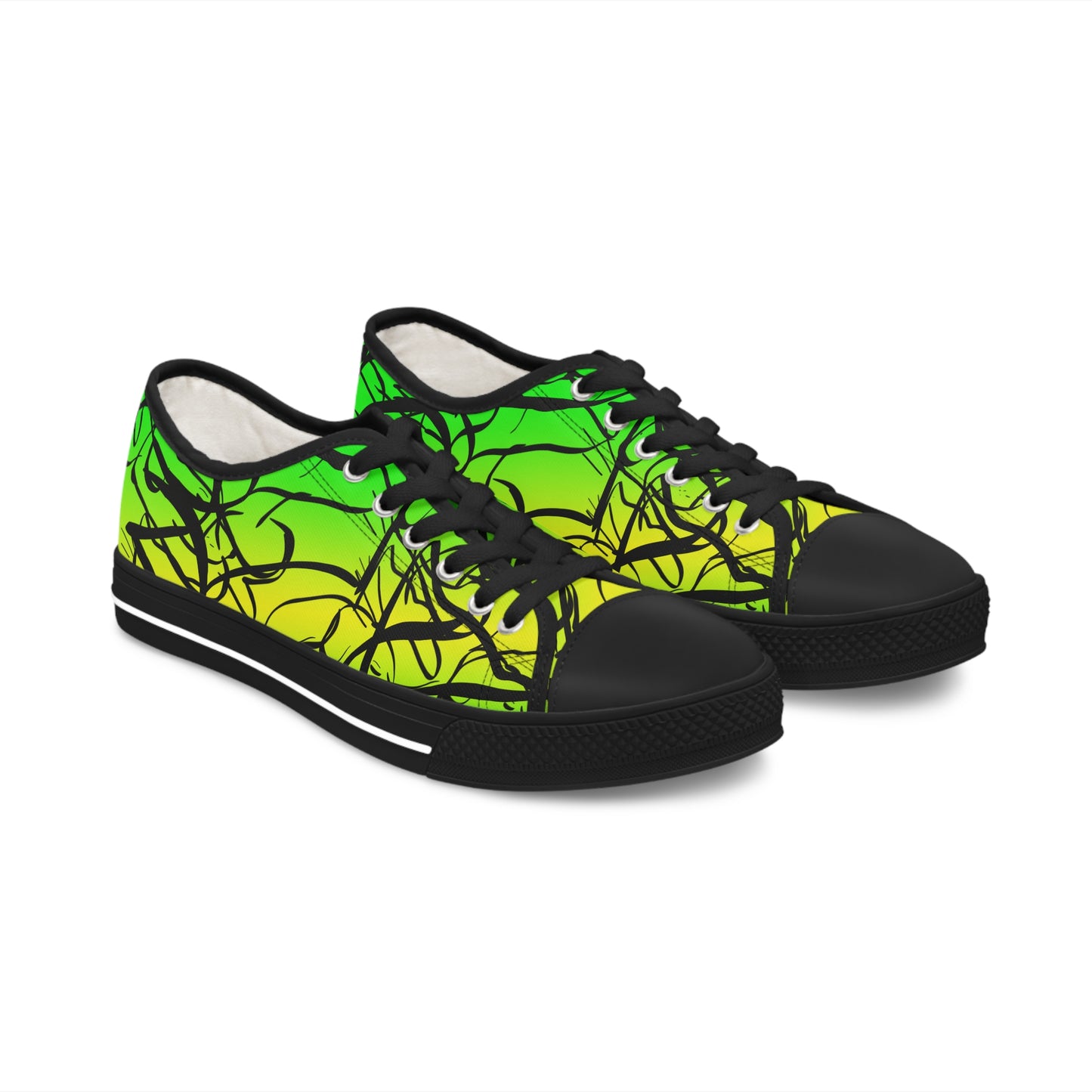 Dog and Cat on Green    Women's Low Top Sneakers