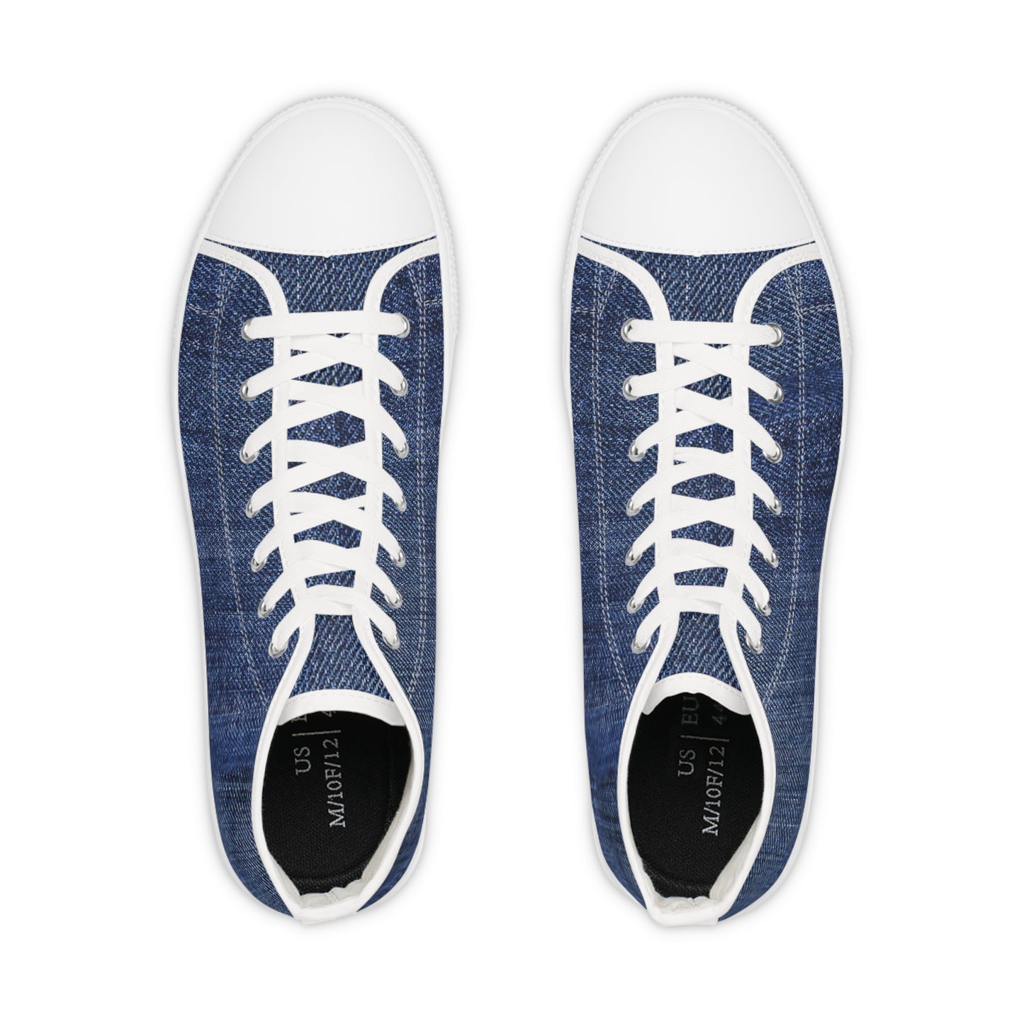 Blue Denim Style Men's High Top Sneakers