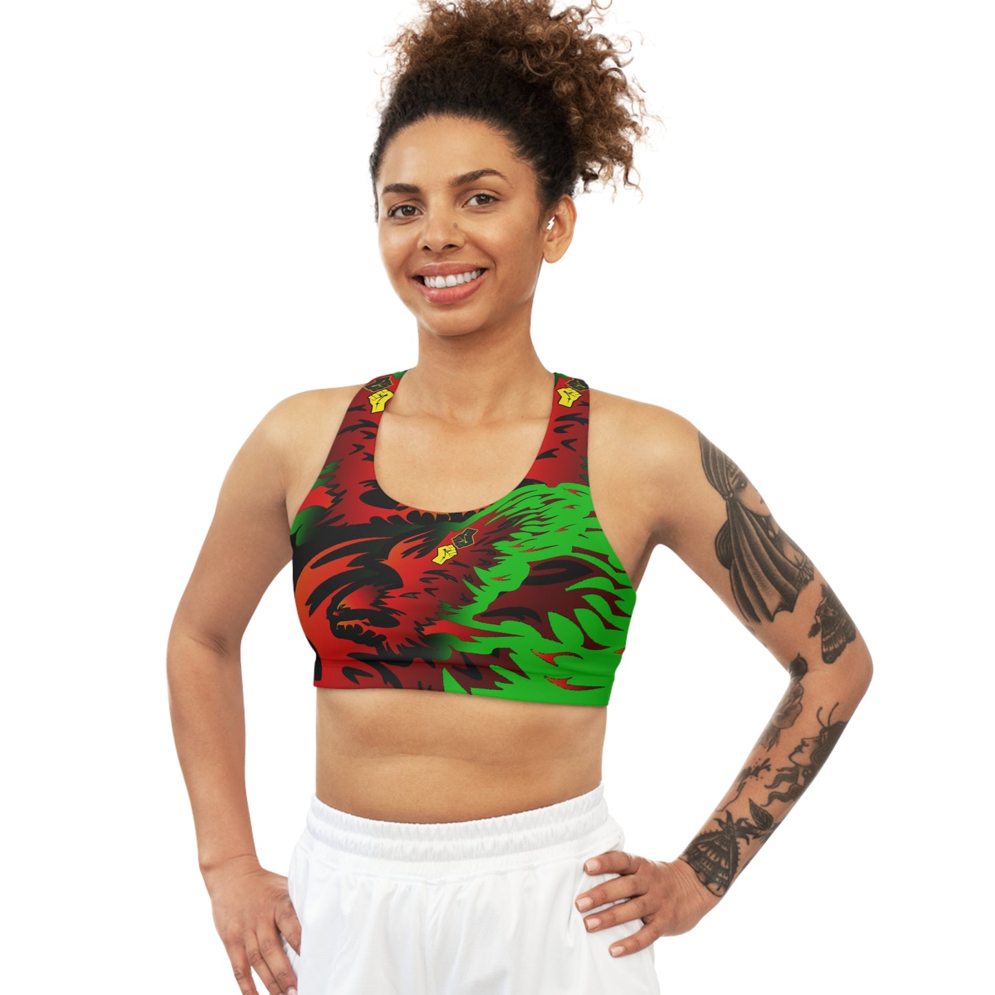 Afro Fire Bird Seamless Sports Bra (AOP)