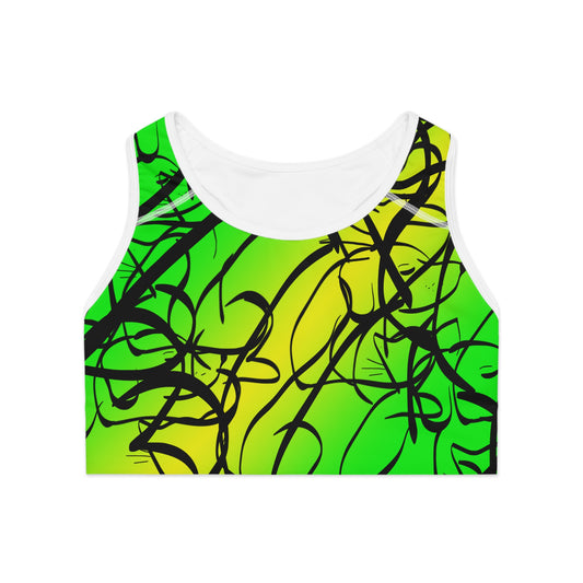 Dog and Cat on Green Sports Bra (AOP)