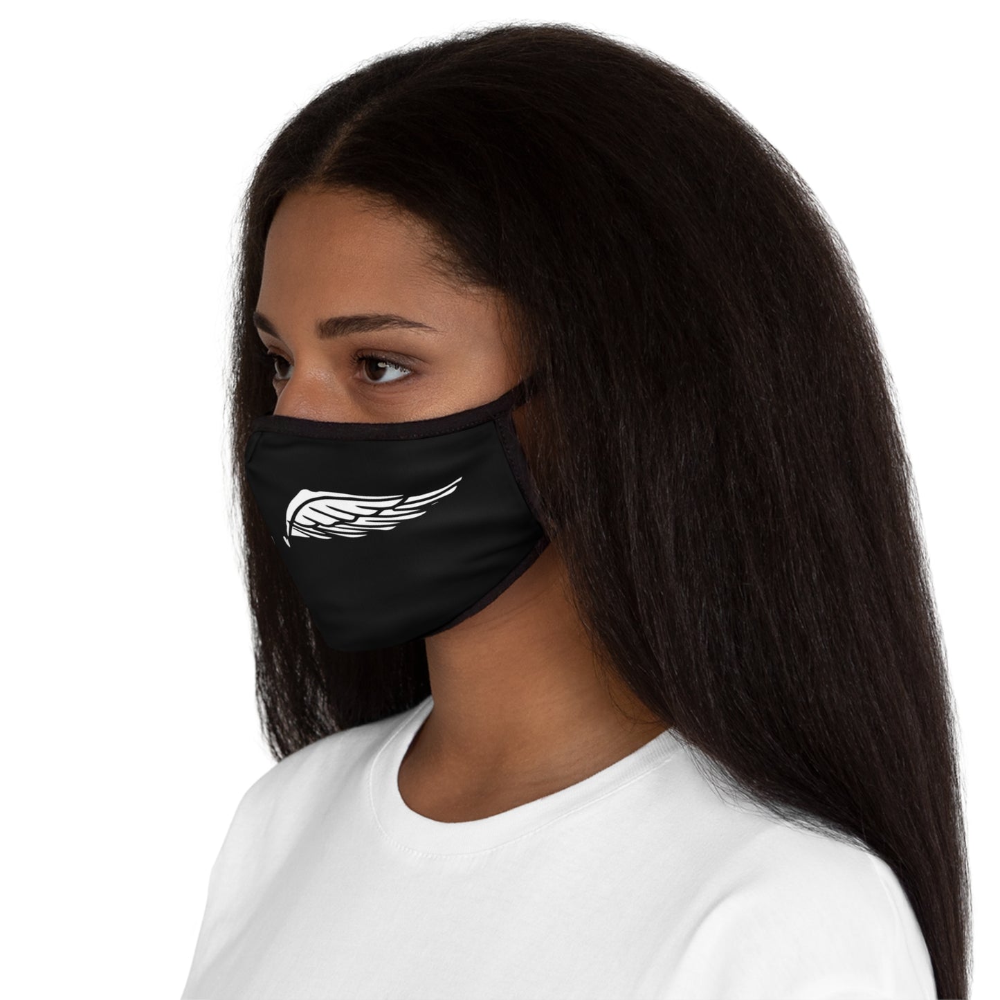 Wings On Black Fitted Polyester Face Mask