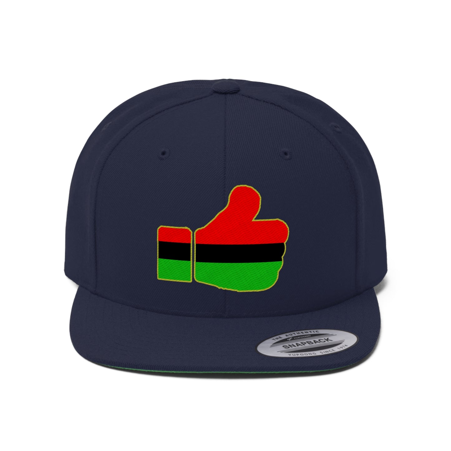 Thumbs Up  African Diaspora (EMBROIDERED)  Unisex Flat Bill Hat