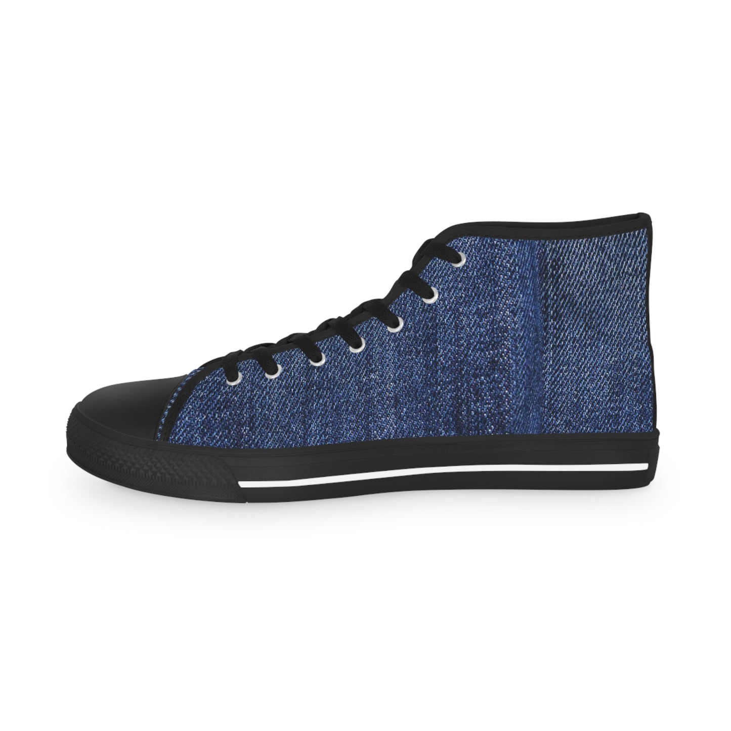 Blue Denim Style Men's High Top Sneakers