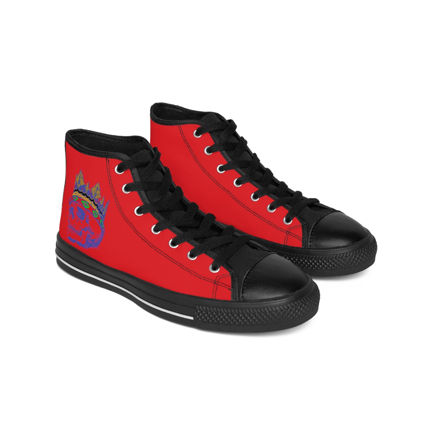 QUEEN  SKULL On Red Women's Classic Sneakers