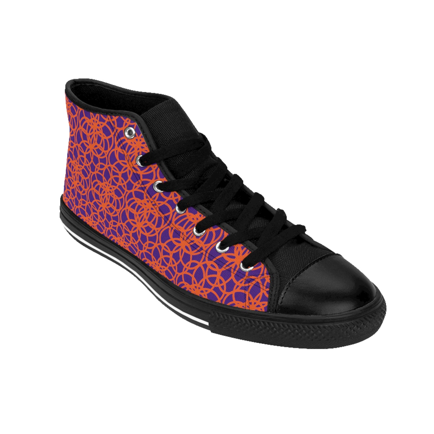 Orange Bubbles  On Purple Women's Classic Sneakers