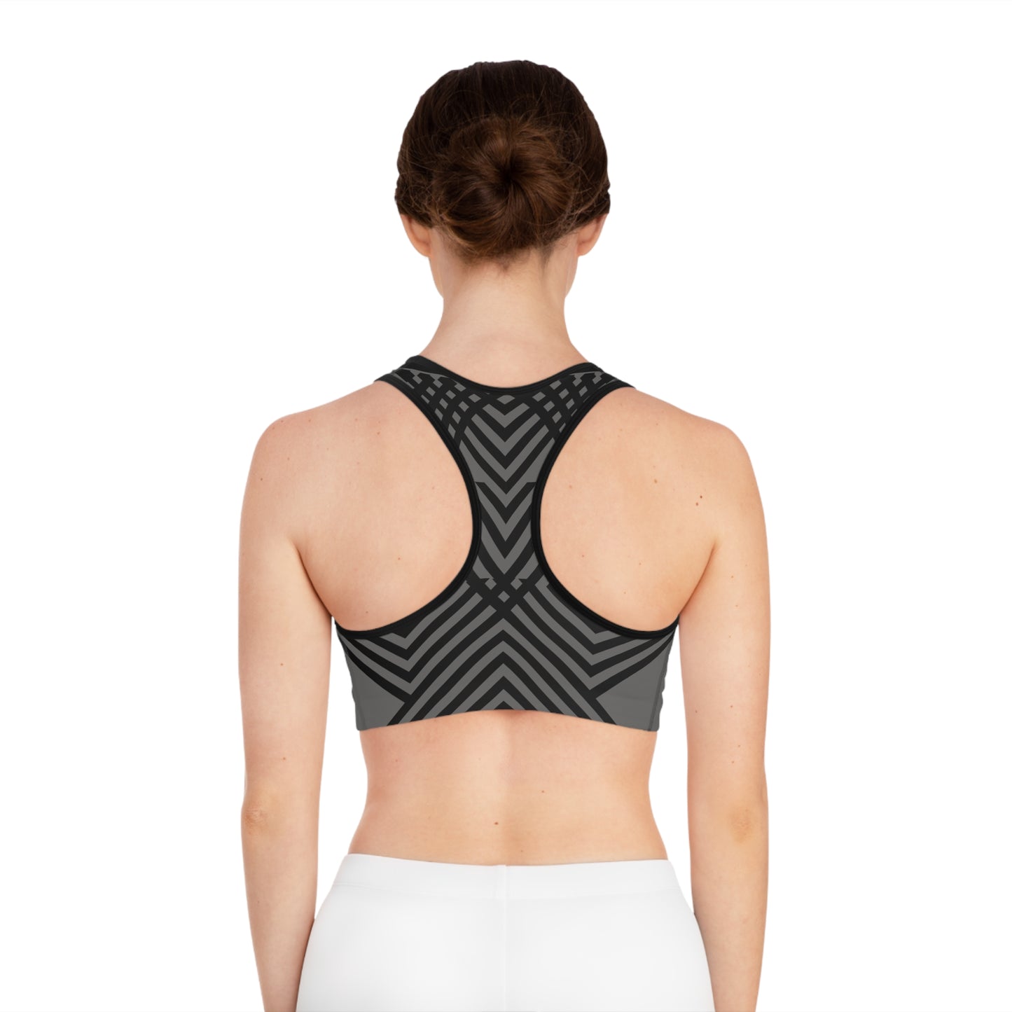 Chrome With Strips Sports Bra (AOP)