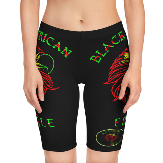 Black African Eagle Women's Bike Shorts (AOP)