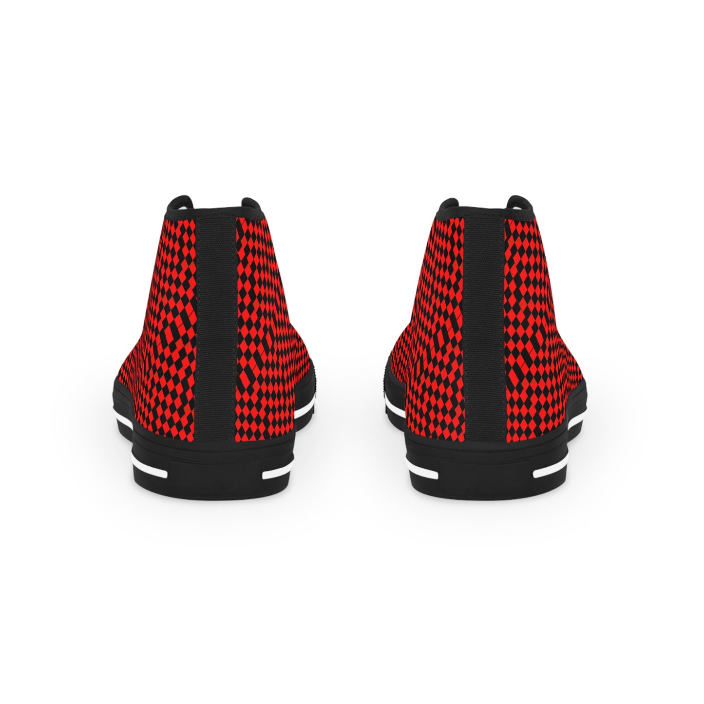 Red    and Black Checkered Men's High Top Sneakers