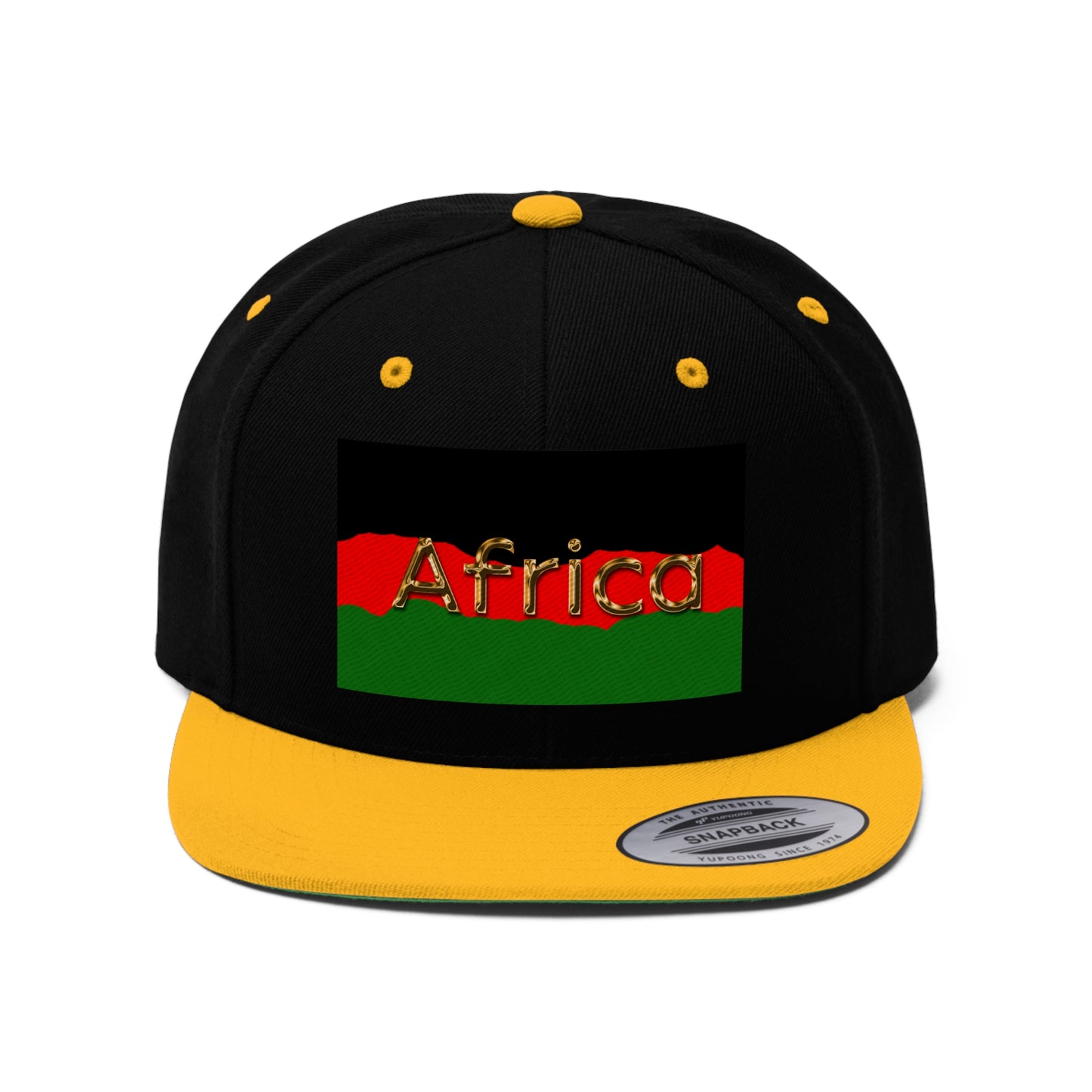 Africa in Gold (EMBROIDERED)  Unisex Flat Bill Hat